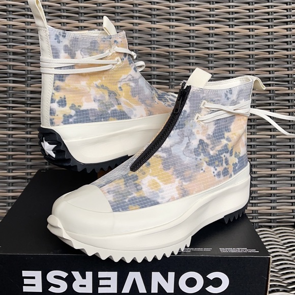 Converse Chuck Taylor All Star Run Star Hi Egret/White/Black Mens Washed Florals - Picture 9 of 16